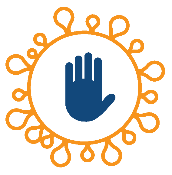 Ein blaues Hand-Icon in einem orangenen Kreis